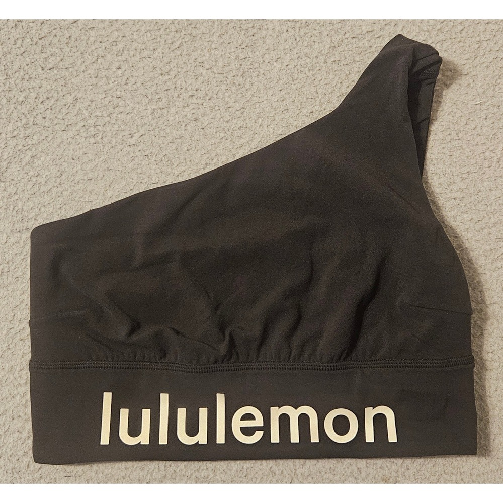 Lululemon Align Asymmetrical Graphic Yoga Bra Black LW2DQBS Black Size 8